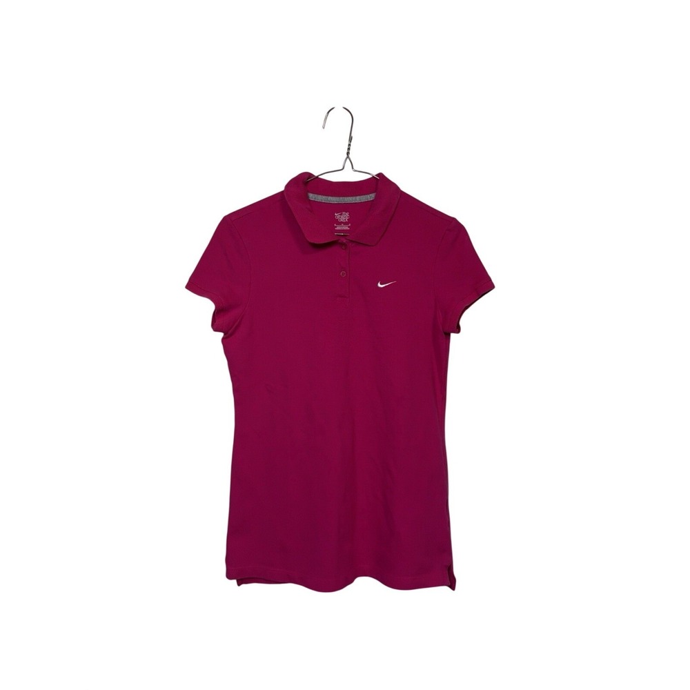 Nike Polo Shirt Womens Medium Pink Short Sleeve Cotton Stretch Athletic Top